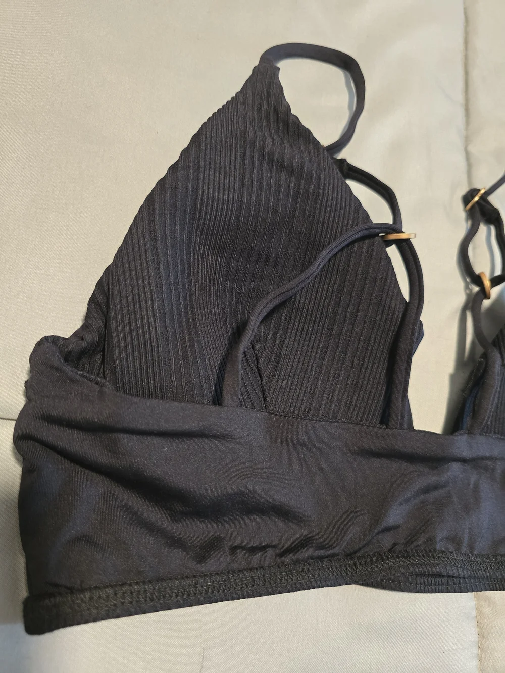 L*Space Siren Ribbed Plunge Bikini Top Black XL NWT Swimwear Bathing Suit